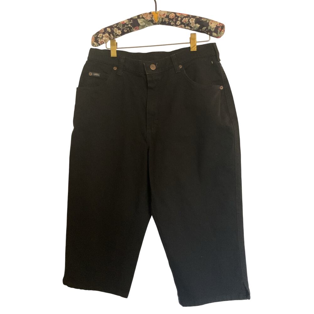 Lee Women’s Black Denim Capri Pants Size 12 Medium Stretch NWT Casual Jeans